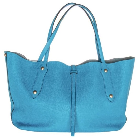 ANNABEL INGALL Large Blue Pebble Leather Isabella Curved Shoulder Tote Bag - Picture 1 of 12